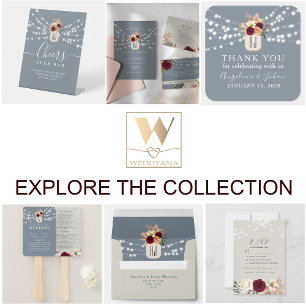 Dusty Blue Mason Jar Wedding All In One Einladung