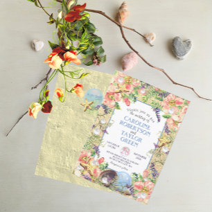 Tropical Sandy Beach Rose Seashell Pearl Wedding Einladung