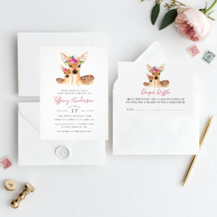 Babydusche Mama Hirsche und Windeln Raffle Begleitkarte