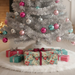 Vintage Weihnachtsstarbursts Softblau Geschenkpapier Set