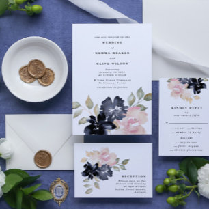 Romantische Hochzeit der Marine RSVP Karte
