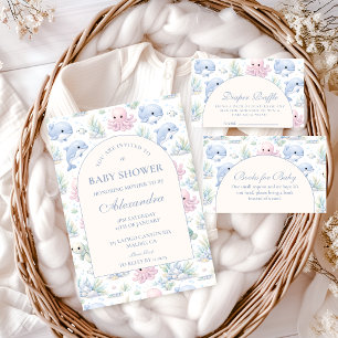 Aquarell Meer Leben Elegante Babyparty Einladung