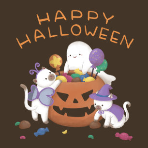 Halloween Illustration: Vampirkatze Einladung