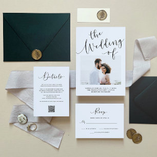 Elegante Romance   Wedding Guest Details QR Code Begleitkarte