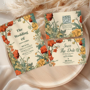 Romantische Jugendstil-Hochzeit Einladung