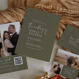 Modernes Chic Olive Green die Hochzeit von Einladung