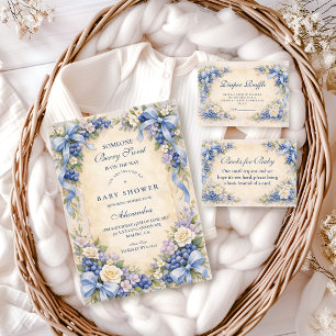 Blaue Schleife Blaubeergarten Baby Shower Einladung