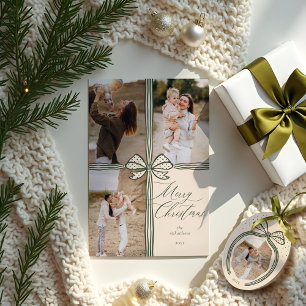 Green Polka Dot Christmas Bow Familie Foto Collage Zweifarbige Tasse