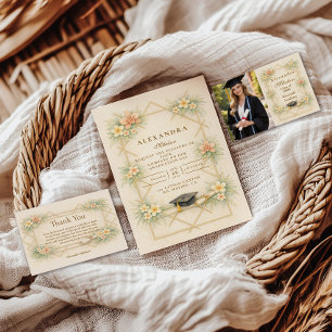 Foto Elegant Gold Geometrisch Floral Abschluss Ankündigung