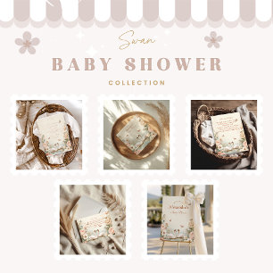 Elegant Swan Lake Floral Baby Shower Runder Aufkleber