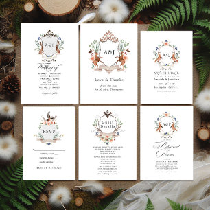 Woodland Laurel Wappen Monogram Wedding Foto Save The Date