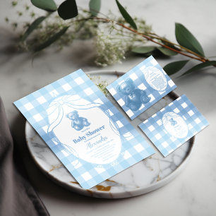 Elegant Gingham French Teddy Bear Books for Baby Begleitkarte