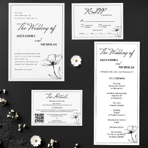 Schwarz und Weiß Elegante Moderne Hochzeit RSVP Karte