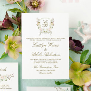 Wasserfarben-Rose Hydrangea Wedding Wappen Einladu Einladung