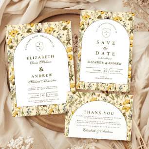 Zeitlose Florale Torbogen-Hochzeit Dankeskarte