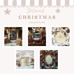 Classic Holly Berry Christmas Party Runder Aufkleber