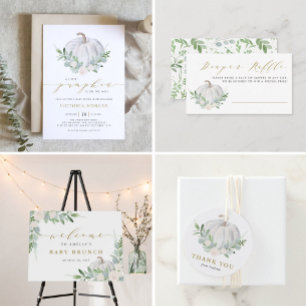 White Pumpkin and Greenerenerity Fall Baby Brunch Einladung