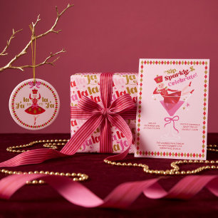 Lustiges Pink Fa La La Festliches Fröhliches Nussk Geschenkpapier
