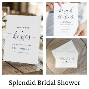 Modernes romantisches Schwarz-Weiß-Brautparty Einladung