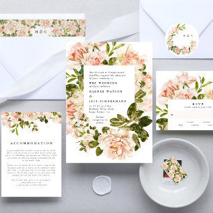Elegante Rose Romance Wedding Runder Aufkleber