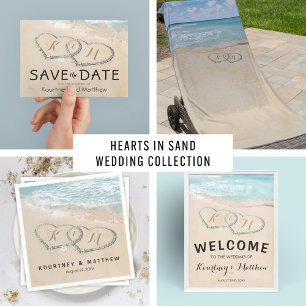 Tropical Vintag Beach Heart Shore Wedding RSVP