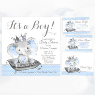 Boy Elephant Prince Elephant Baby Dusche Einladung