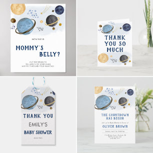 Planet Watercolor Space Thema Kinderdusche Runder Aufkleber