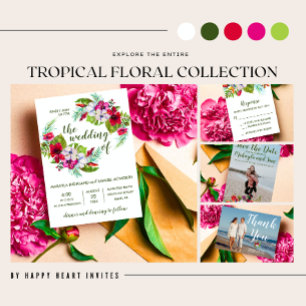 Tropical Floral Island Hibiskus Green Wedding Einladung