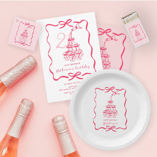 Champagner-Turm Pink Handgezeichnete Kritzel-Gebur T-Shirt