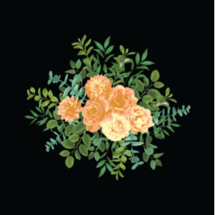 Peach & Black Peony & Rose Blumenhochzeit Einladung