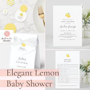 Lemon Baby Shower Bingo Spiel Elegante Script Chic
