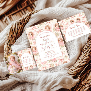 Foto Fee 1. Geburtstag Whimsical Garden Dankeskarte