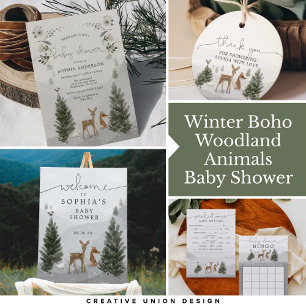 Winter Boho Woodland Baby Shower Einladungskarte Einladung