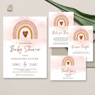 Modernes Blush Pink Rainbow Baby wünscht Spiel