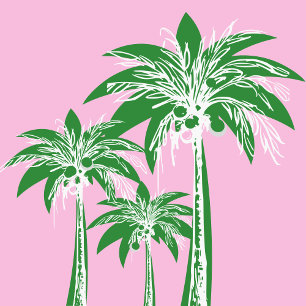 Pink Green Palm Tree Preppy Summer Beach Tropical Schlüsselanhänger
