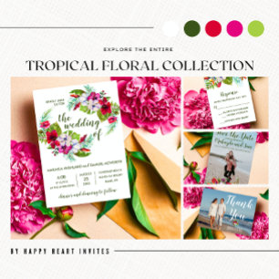 Foto-Hochzeit auf der tropischen Insel Hibiskus Einladung