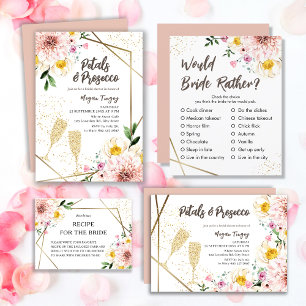 Petals & Prosecco   Pinke Florale Brautparty Einladung