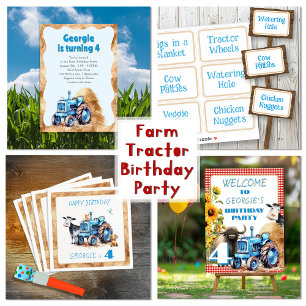 Tractor Birthday Farm Animes Vielen Dank Rechteckiger Aufkleber