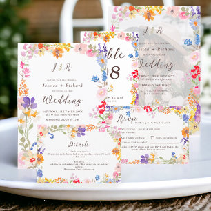 Hochzeitsfeier Wildblumen Boho garden Tischnummer