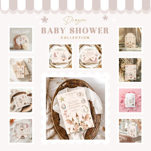 Ein kleiner Drache ist auf dem Weg Babydusche Einladung