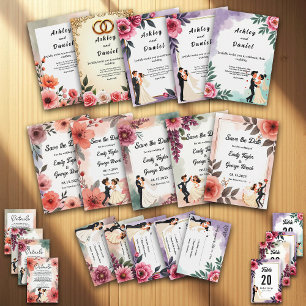 Elegante Blumenbräune und Hochzeit in Gärten Einladung