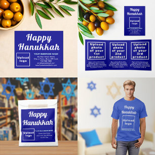 Hanukkah Gruß auf Blue Round Button