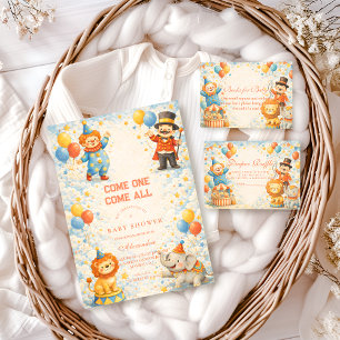 Verspielte Zirkusfreunde - Babyparty Einladung