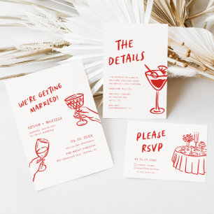 Moderne Funky Retro QR Code Hochzeitsdetails Begleitkarte