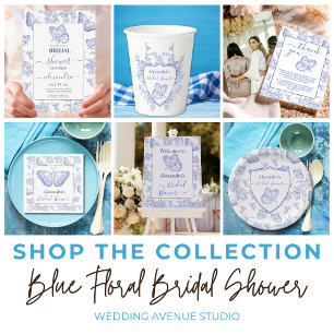 Delft Blue White Chinoiserie Brautparty Einladung