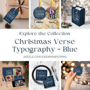 Rustikales Blue Christmas Bible Verse Holiday Foto Feiertagskarte