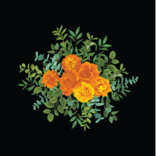 Orange & Black Gothic Peony & Rose Blumenhochzeit Einladung