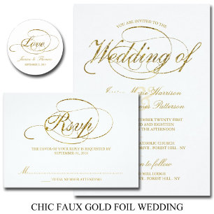 Chic Imitate Gold Foil Script Einladung