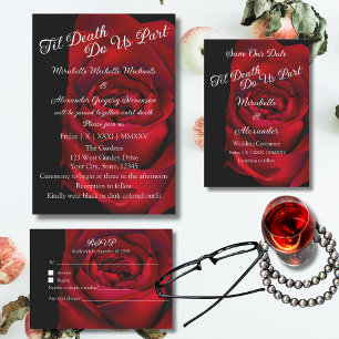 Bold Goth Moody "Til Death Do us Part" Hochzeit Einladung