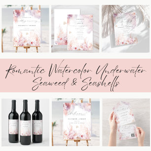 Chic Seashells Coral Underwater QR Code Hochzeit Einladung